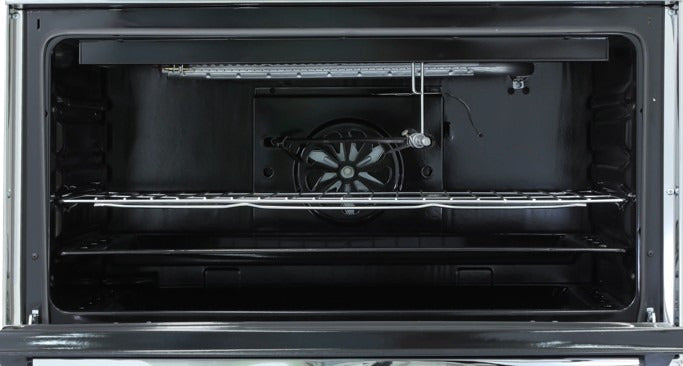 Nara Gas Cooker 90 CM Cast iron pan support Glossy stainless steel (NAXG/9200-BG/LC/FAN NEW)