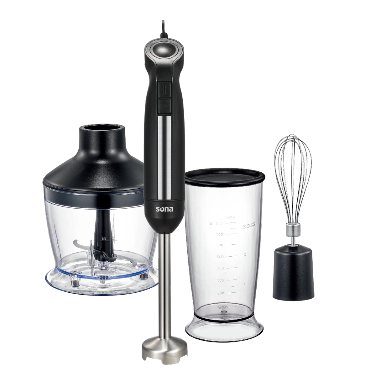 Sona Hand Blender With accessories 1200 W Black 600 ml