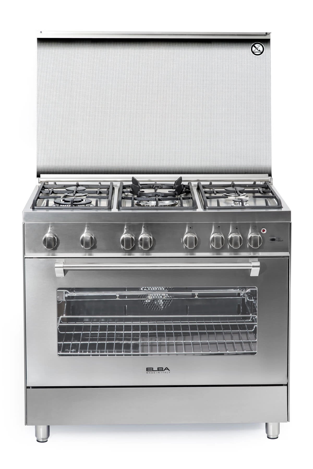 Elba Gas Cooker 90 cm Silver and 2 Fans for Cooling and Distribution