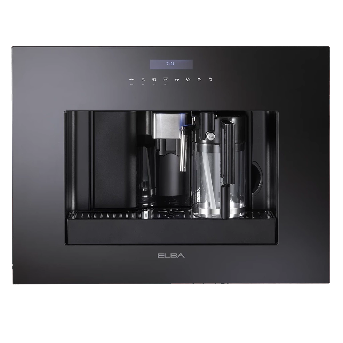 Elba Fully Automatic Built-in Coffee Cappuccino Maker Black Glass 45cm