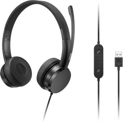 LENOVO USB-A Wired Stereo On-Ear Headset with Control Box - 4XD1K18260