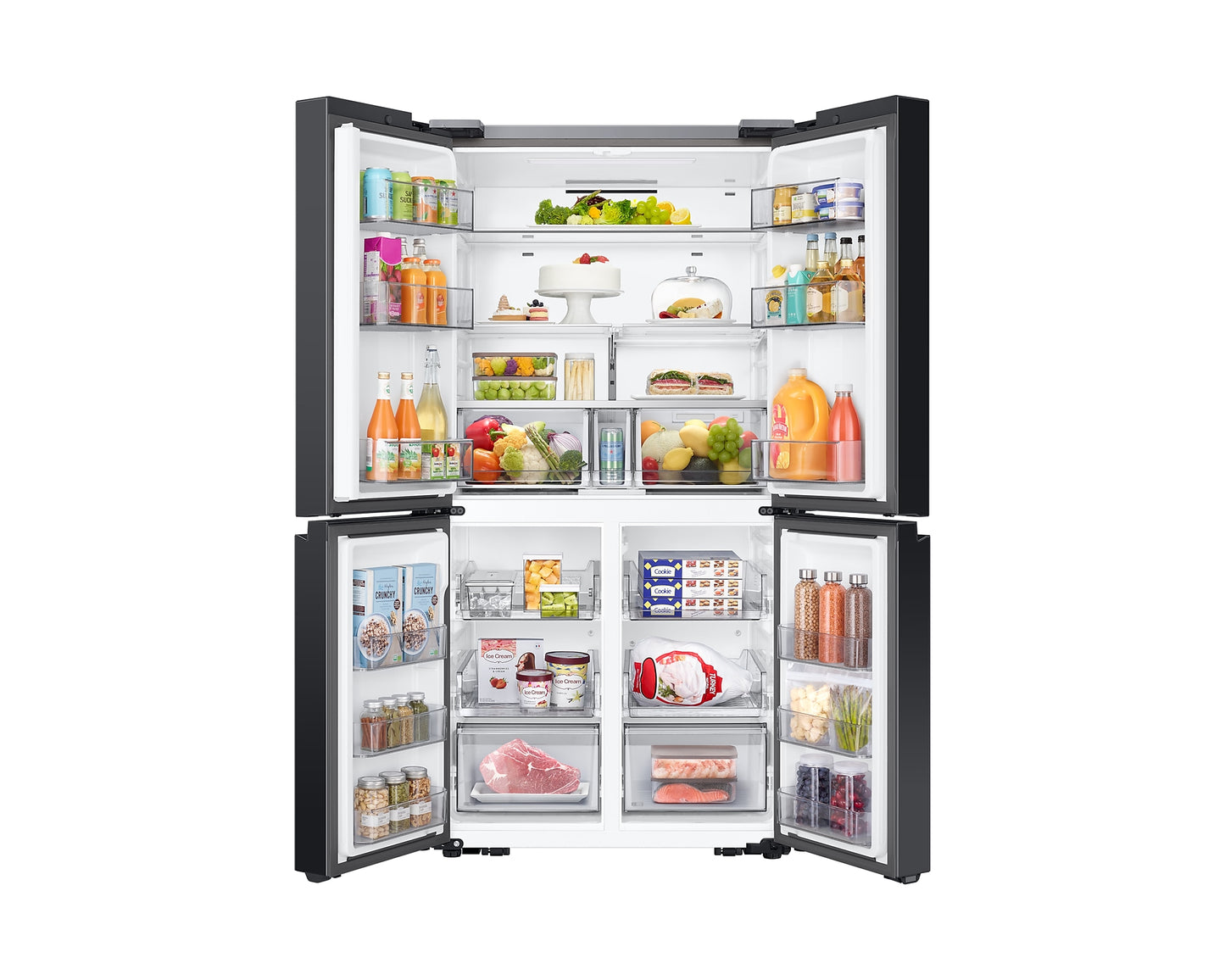 Samsung BESPOKE T Style Black Glass French Door Refrigerator (RF65DB90B022LV)