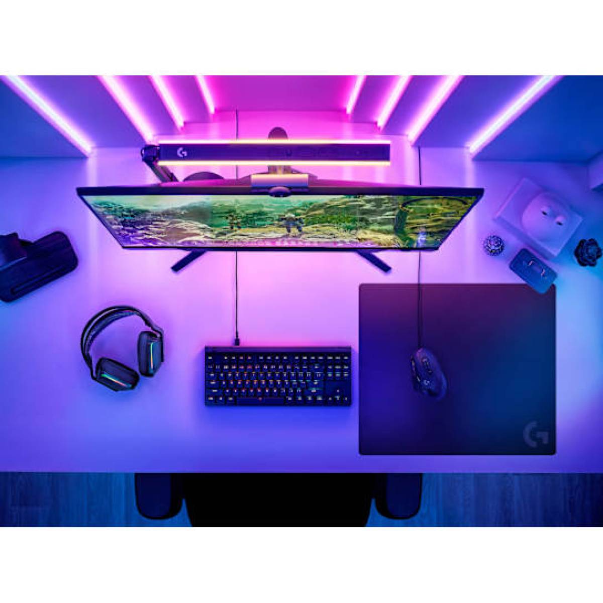 Logitech G640 Large Cloth Gaming Mouse Pad – 400×460mm, Moderate Surface Friction, Optimized for Logitech G Sensors, Rubber Base Stability, 3mm Thickness, Black