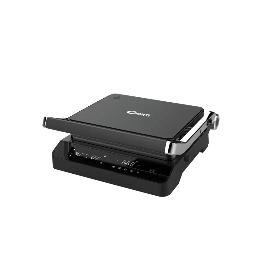 Conti Electric Contact Grill 2000W, 180° Open, Removable Non-Stick Plates, Black Glass, GT2202-TG