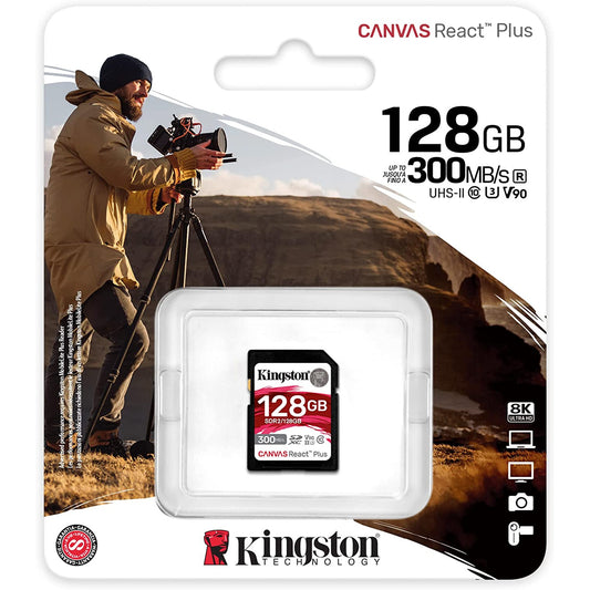 Kingston 32GB SDXC Canvas React Plus 300MB/s Read For UHS-II 4K/8K Professional Cinema Cameras