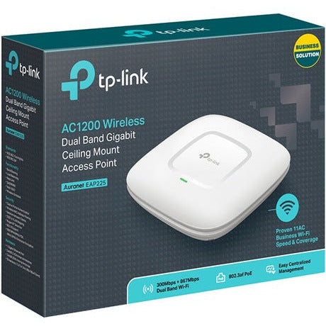 TP-Link Omada EAP225 AC1350 Wireless Ceiling Mount Access Point Seamless Roaming Gigabit MU-Mimo POE Powered w/ PoE Injector
