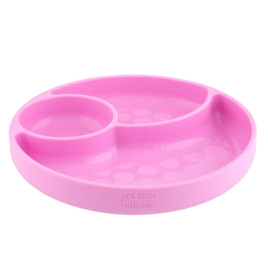 SILICONE DIVIDED PLATE PINK 12M+
