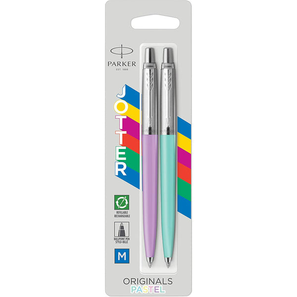 NEW Parker Jotter Originals Pastel Mint & Purple Ballpoint Pen - Pack of 2
