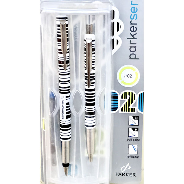 Parker Series No.02 Vector Ballpoint & Fountain Pen Set - Black Stripes