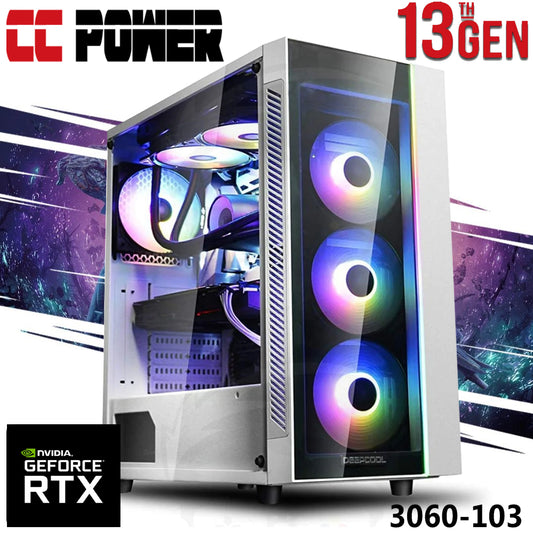 CC Power 3060-103 Gaming PC 13Gen Inte Core i7 16-Cores w/ RTX 3060 12GB & Advance Air Cooler