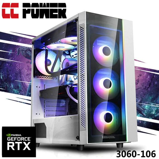 CC Power 3060-106 Gaming PC 5Gen AMD Ryzen 5 6-Cores w/ RTX 3060 8GB DDR6