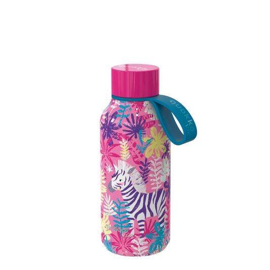 QUOKKA KIDS THERMAL SS BOTTLE SOLID WITH STRAP ZEBRAS 330 ML