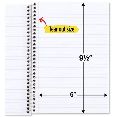 NEW Mead Five Star 2 Subject College Ruled Spiral Notebook 100 Sheets - A5