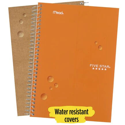 NEW Mead Five Star 2 Subject College Ruled Spiral Notebook 100 Sheets - A5