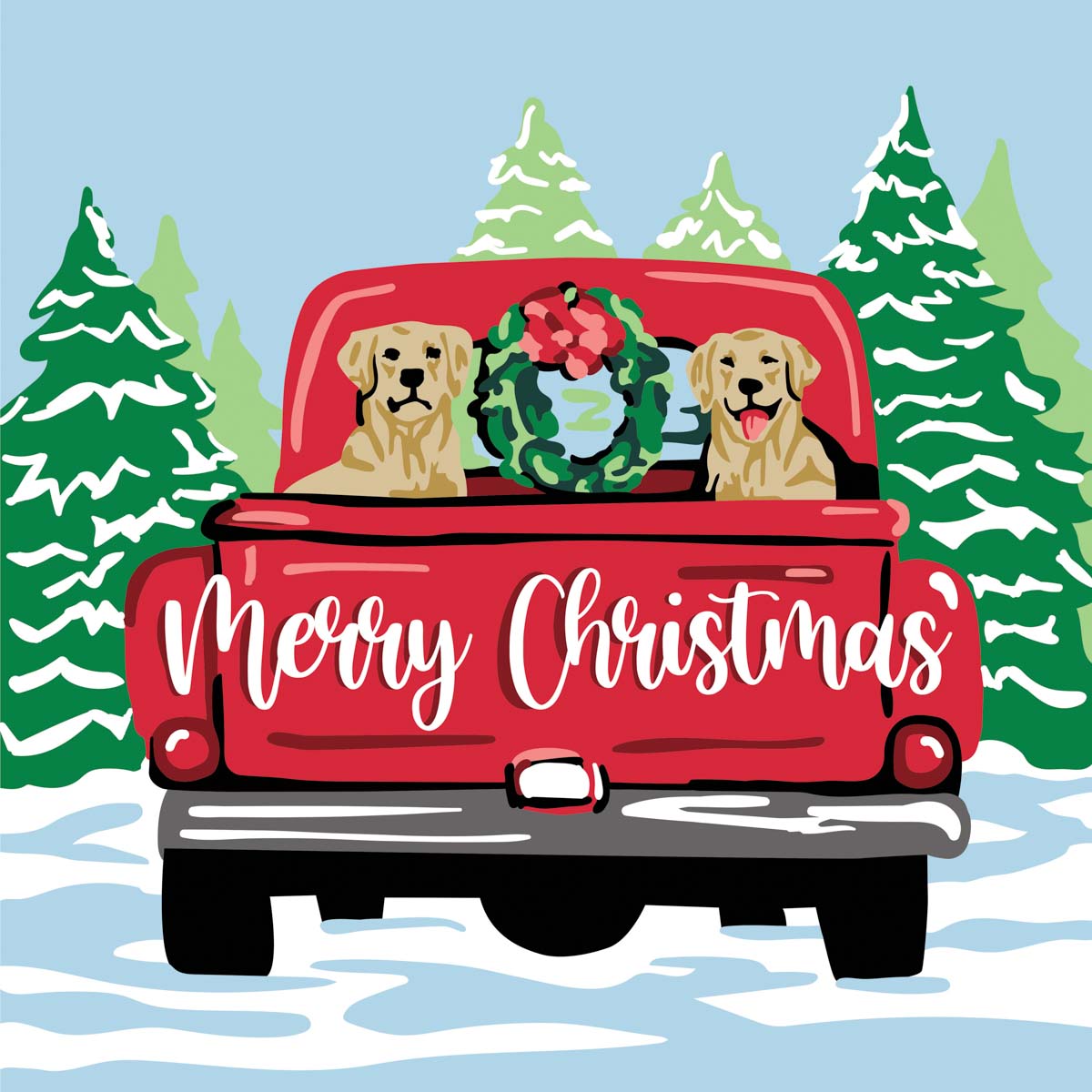 NEW Plaid Let's Paint By Numbers Christmas Labs On Printed Canvas 35x35 cm