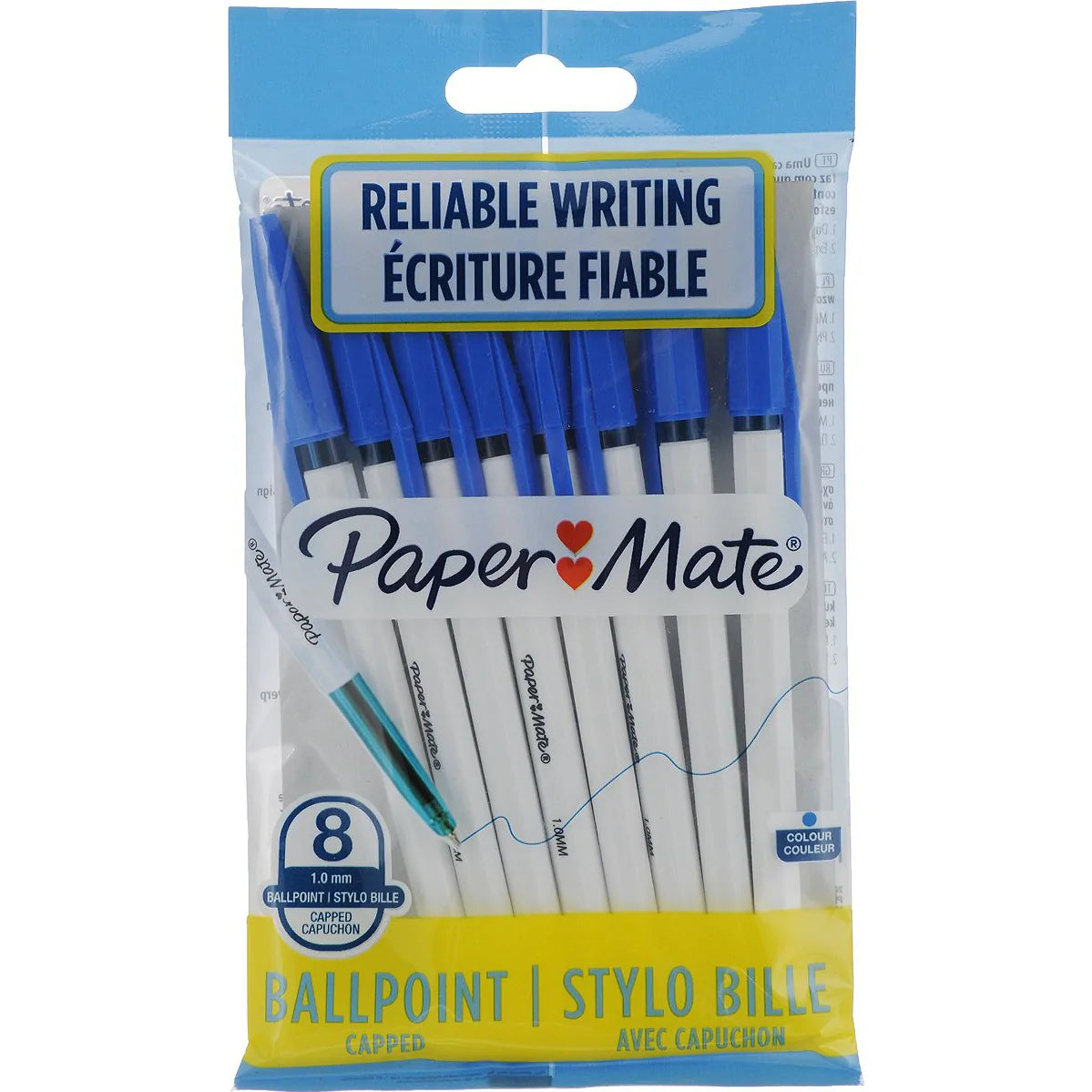 Papermate 045 Classic Capped Medium 1.0mm Ballpoint Pen - Pack of 8