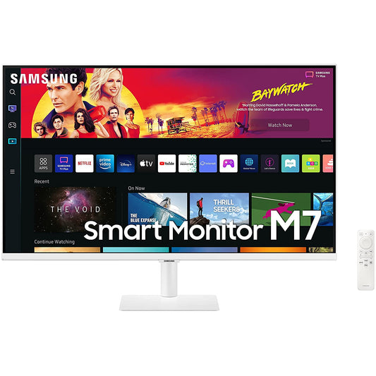 SAMSUNG 32 M7 4K UHD Do-It-All Smart Monitor & Streaming TV Built In Speakers & Remote - White