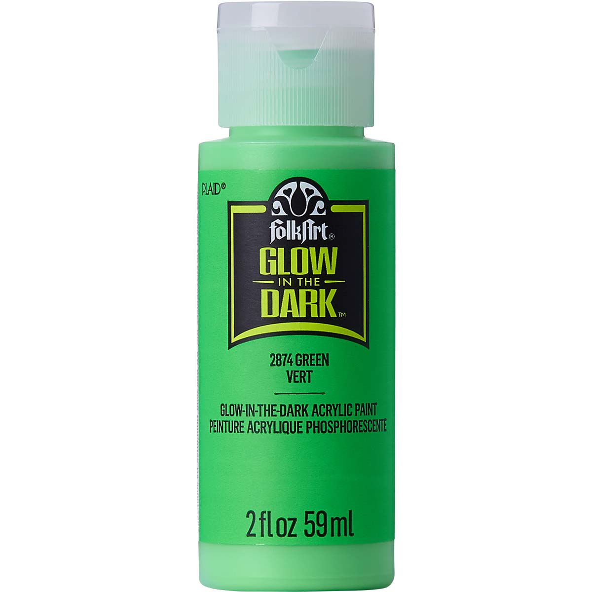 NEW Plaid Folk Art Glow in the Dark Acrylic Paint 59ml