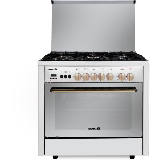 TEKMAZ Gas Cooker 90cm 5 Burners  - Stainless Steel NAS-GCS90