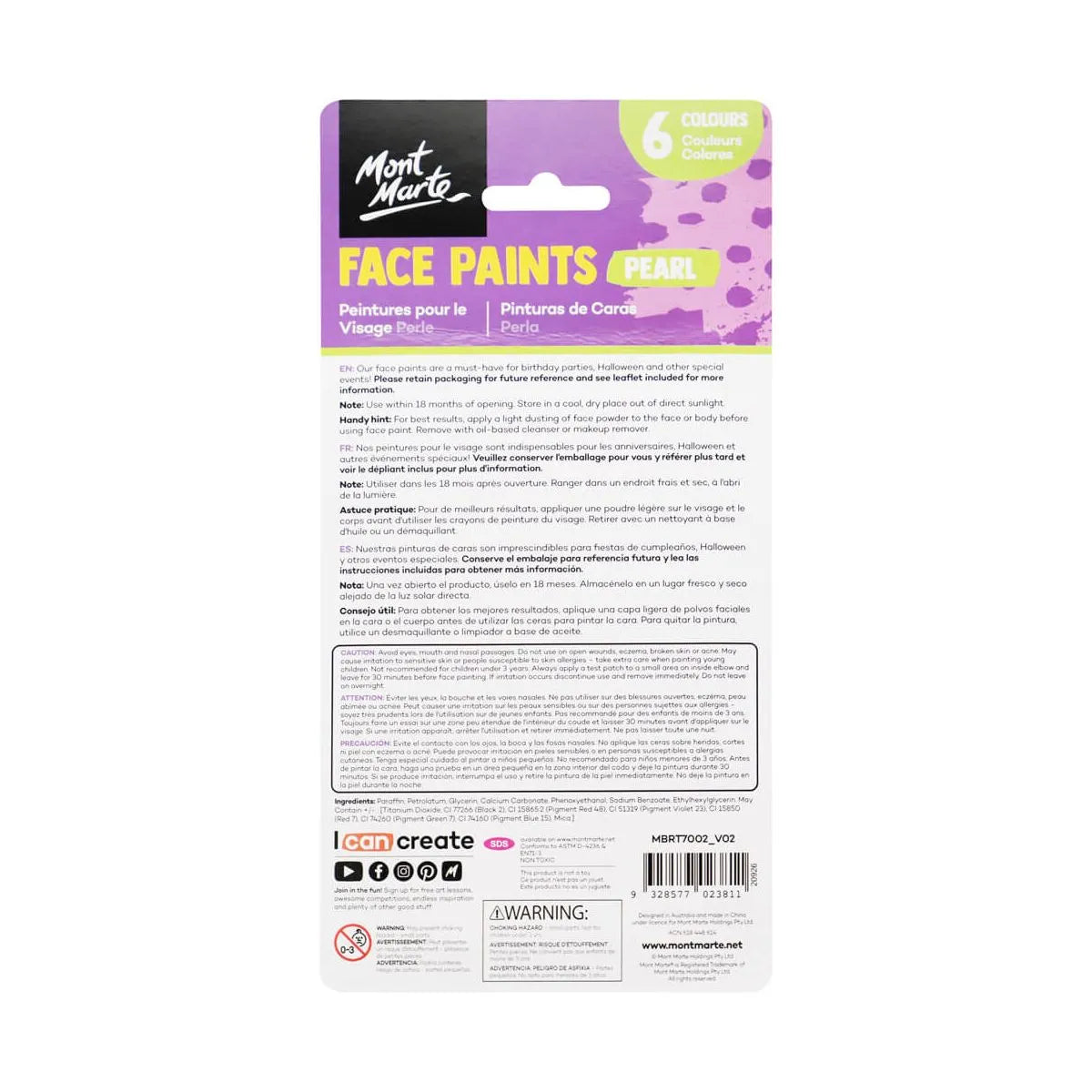 Mont Marte Kids Face Painting Set - Pearl