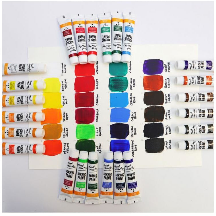 Mont Marte Acrylic Paint Set / 24 x 12ml tubes
