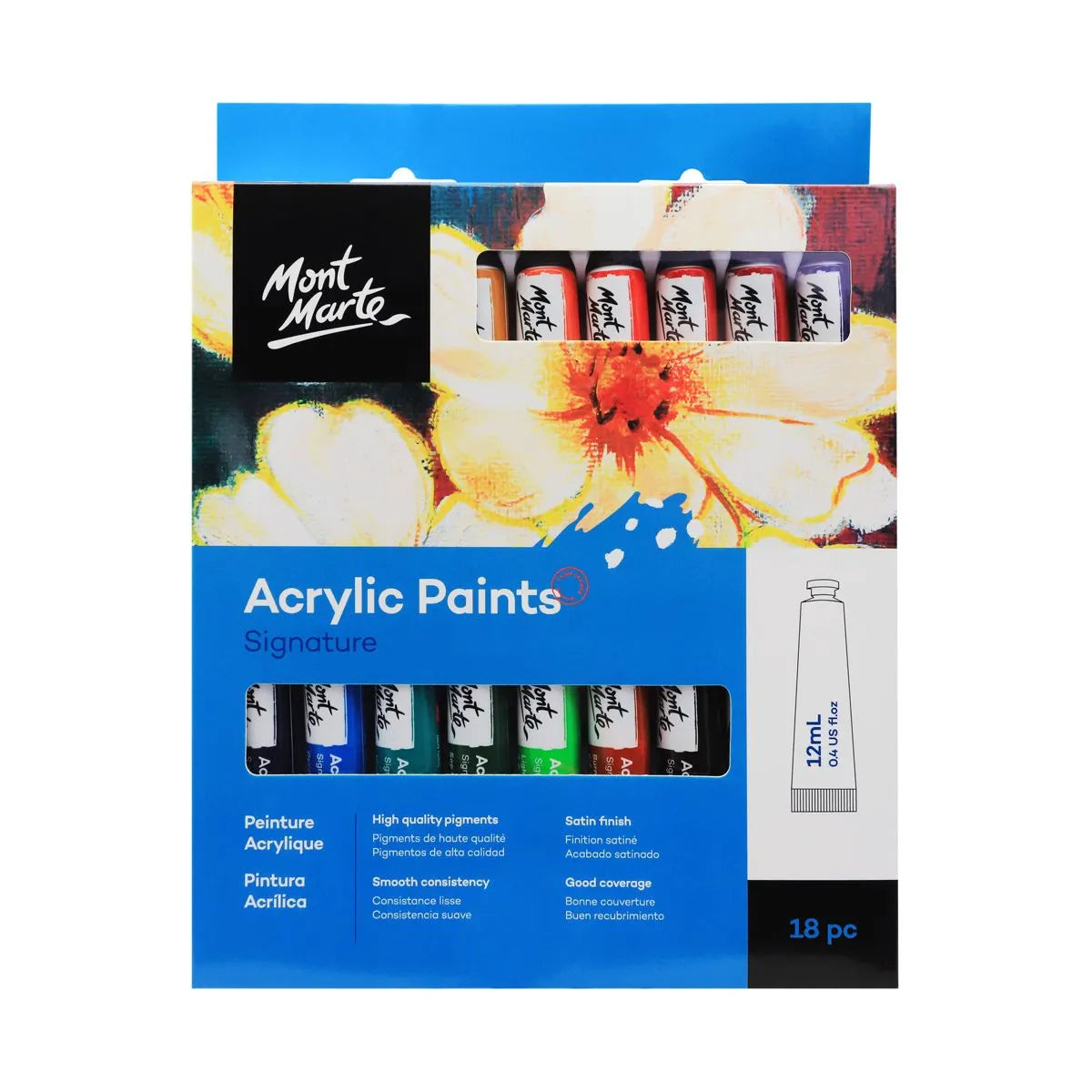 Mont Marte Acrylic Paint Set / 18 x 12ml tubes