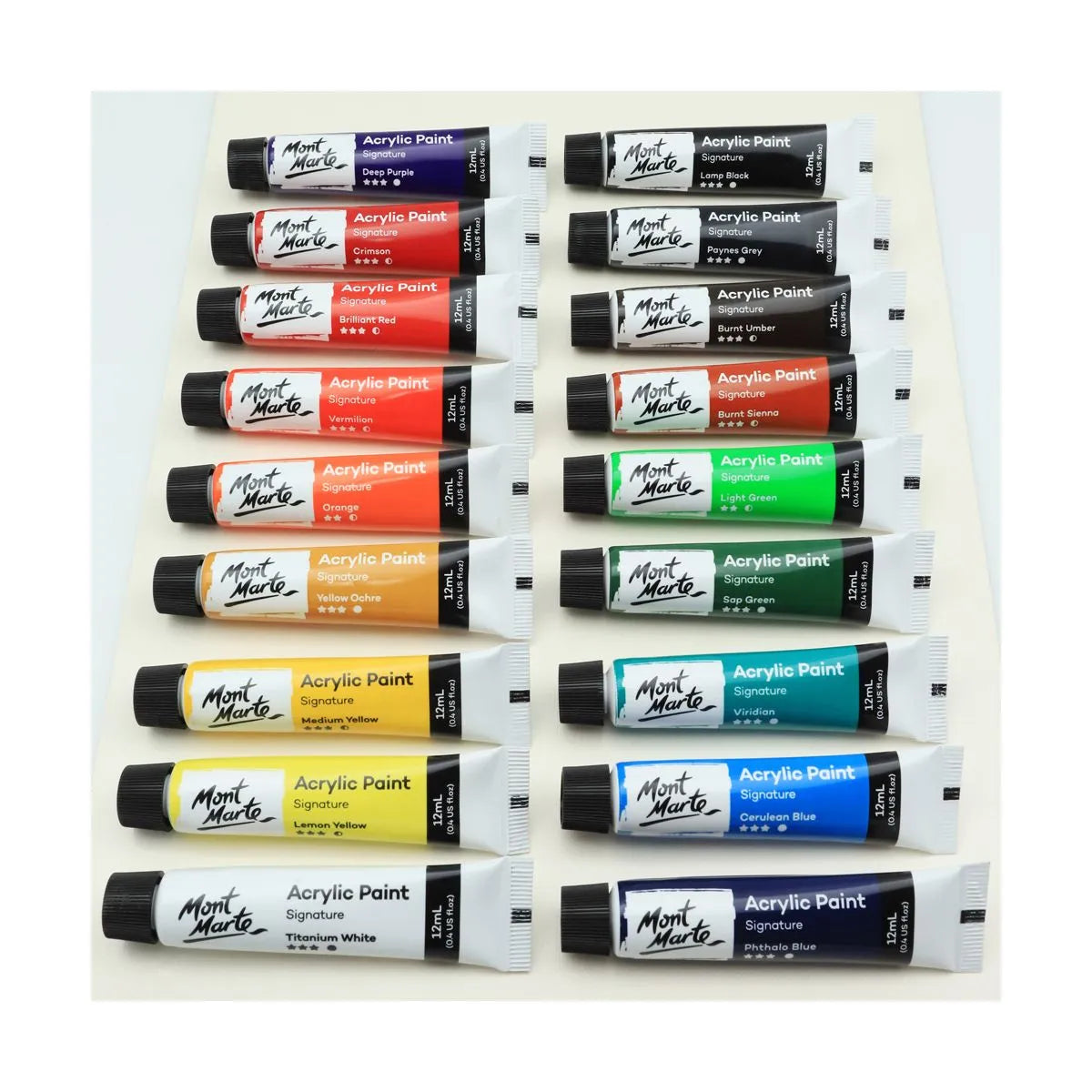 Mont Marte Acrylic Paint Set / 18 x 12ml tubes