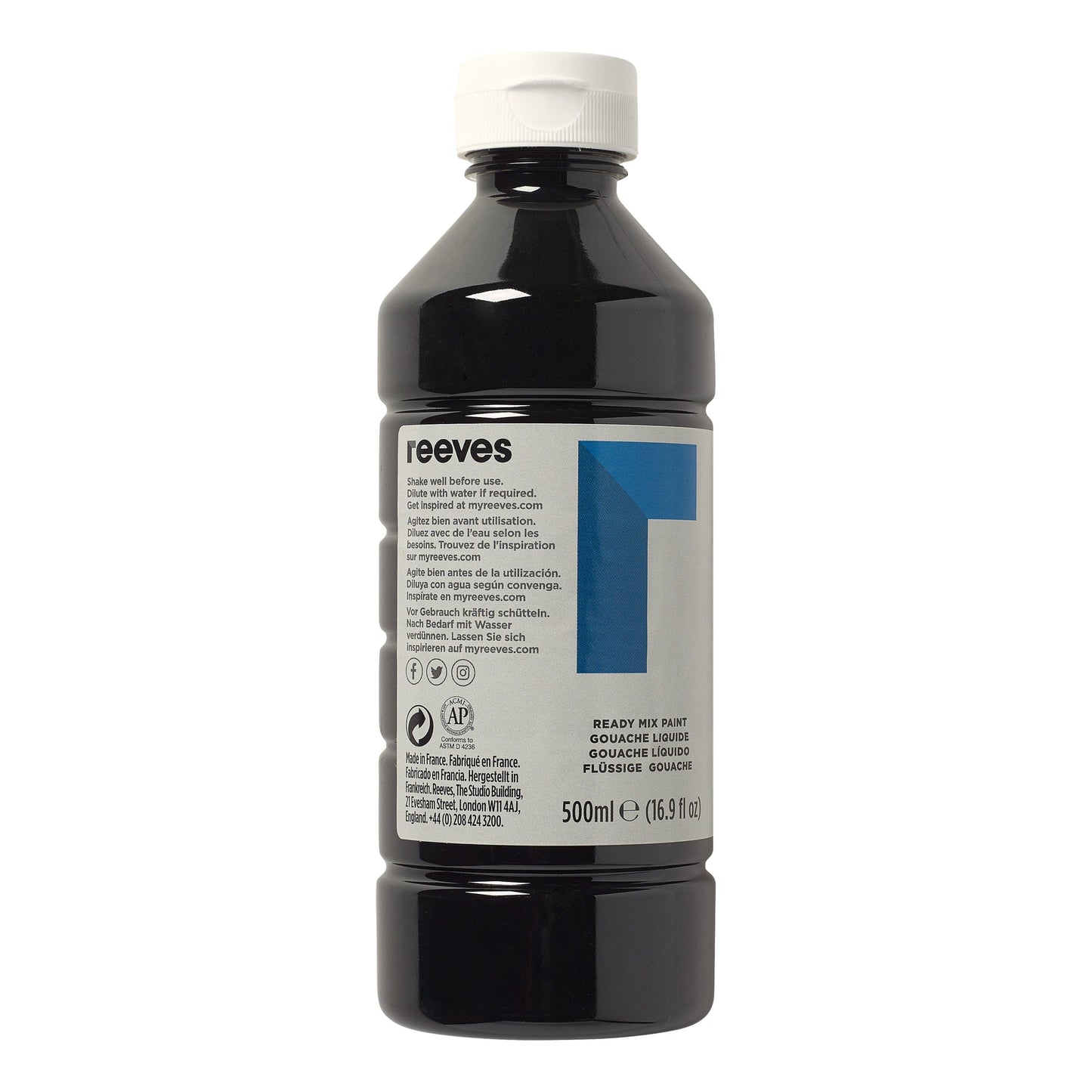 Reeves Tempera Paint 500ml - Black