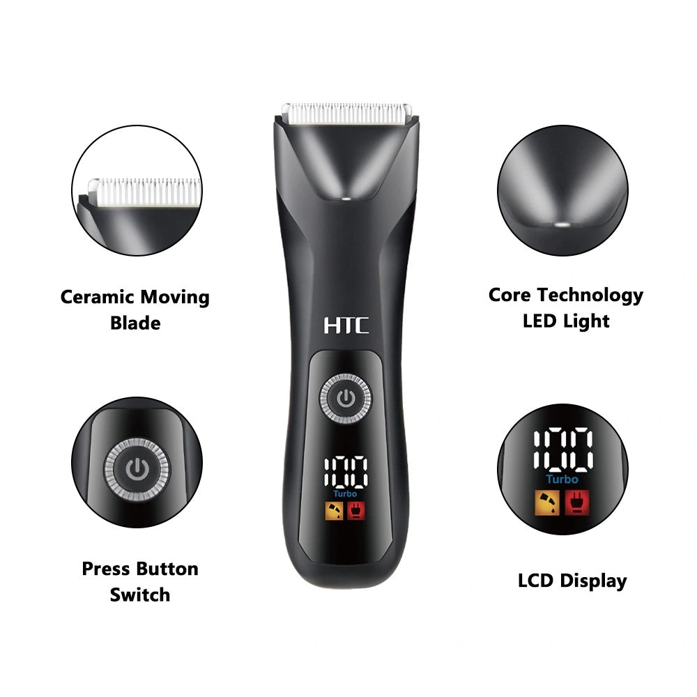 HTC AT-018 Fully Body Shaver Washable Type-C Rechargeable Ceramic Blade Electronic Shaving Machine