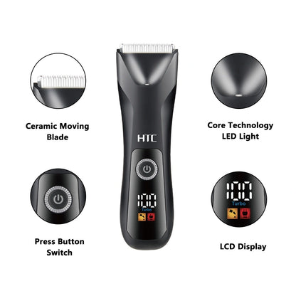 HTC AT-018 Fully Body Shaver Washable Type-C Rechargeable Ceramic Blade Electronic Shaving Machine