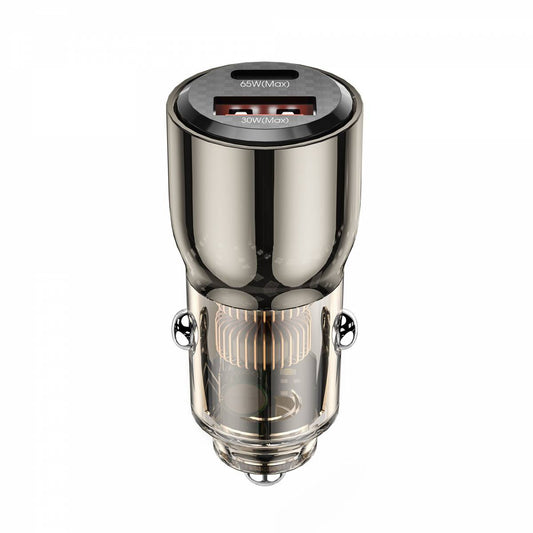 WiWU Wi-QC012 95W PD+QC Fast Zinc Alloy Car Charger Transparent - Black