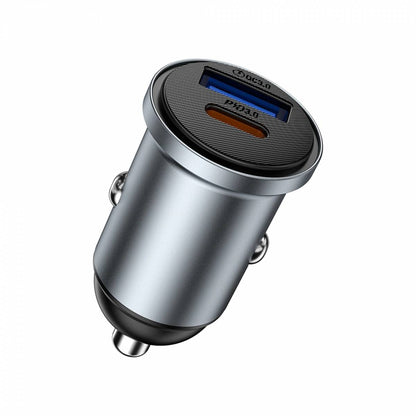 WiWU Wi‑CC030 Nano Lite 35W USB‑C plus USB Car, Aluminum alloy - Gray