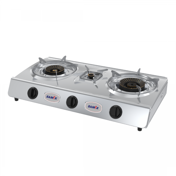 Samix Gas Hob Steel 3 Burners Silver 3A-01SRBP