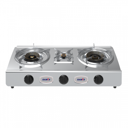 Samix Gas Hob Steel 3 Burners Silver 3A-01SRBP
