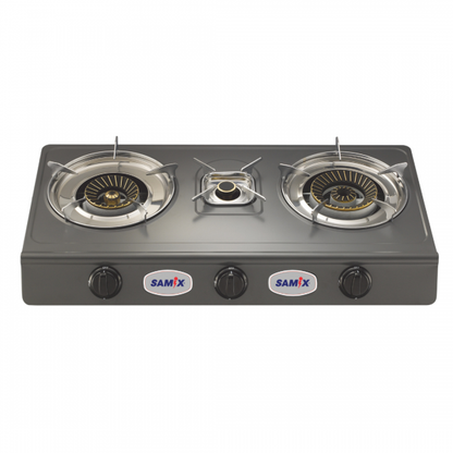 Samix Gas Hob Steel 3 Burners Dark Gray 3A-01TRBP