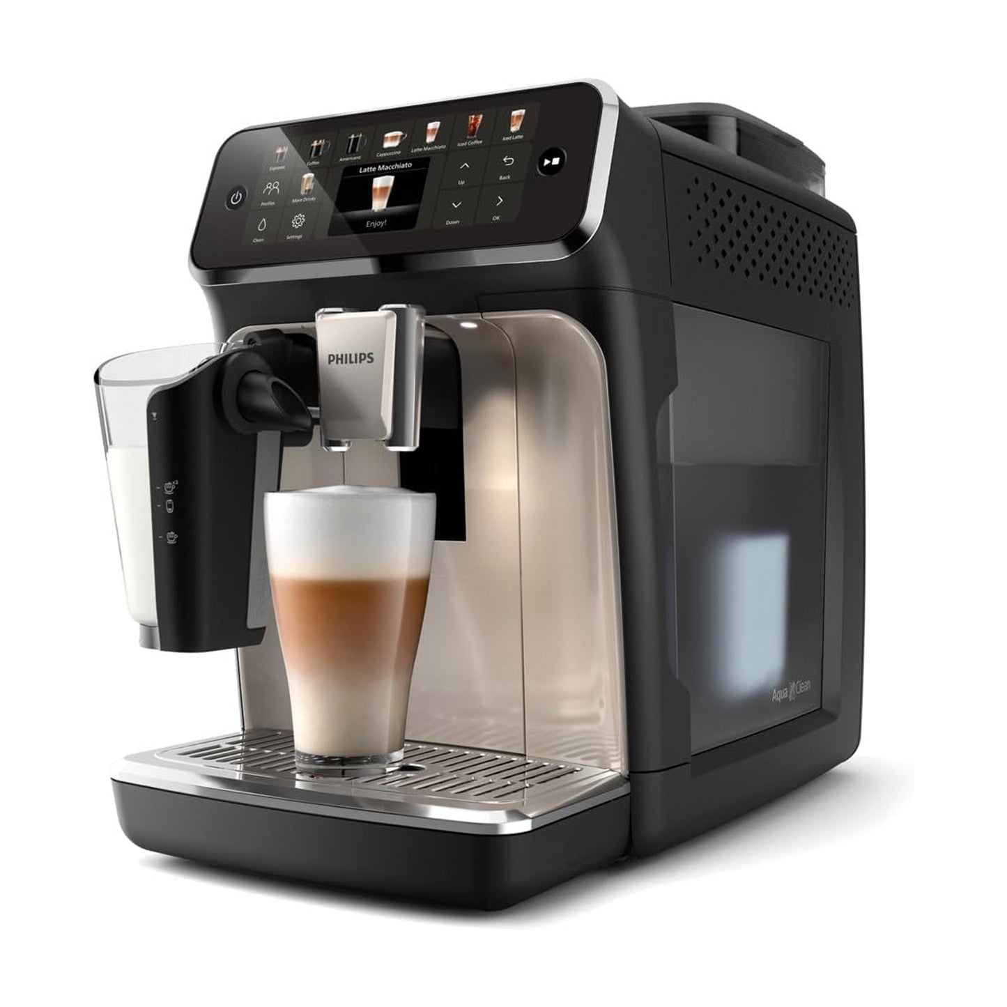 Philips Fully Automatic Espresso Machine Series 5500-20 Beverages, LatteGo, Extra Shot, Silent Brew, Intuitive Display, 4 User Profiles, 12 Settings for Ceramic Grinder, Chrome - EP5547/90