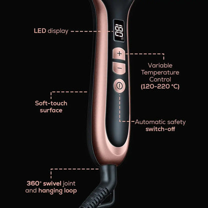 Beurer Hair Straightener Brush, 200Watts, Black - HS 60