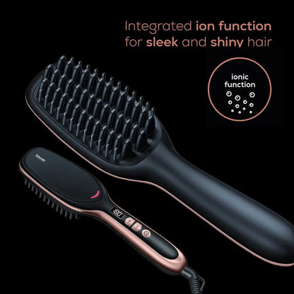 Beurer Hair Straightener Brush, 200Watts, Black - HS 60
