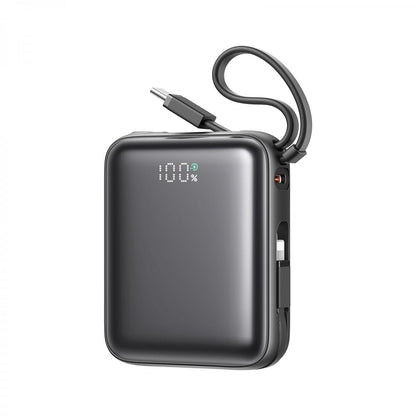 JOYROOM JR-PBF27 10000mAh Mini Power Bank 22.5W Fast Charging with Built-In Type-C & Lightning Dual Cables - 18 Month Warranty