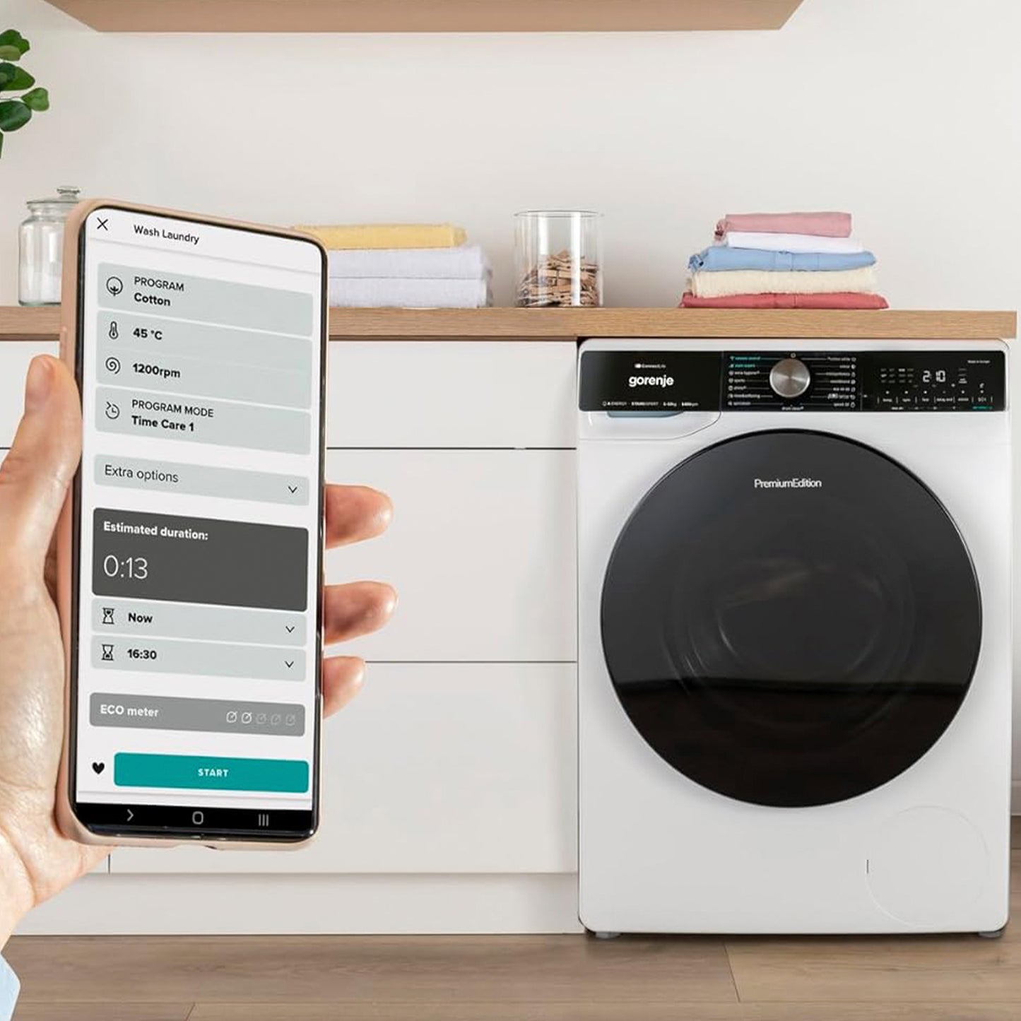 Gorenje Washing Machine 11 KG 1400 RPM Smart WIFI White A+++ (WNS114A3TWIFI)