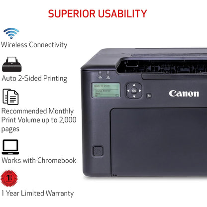 Canon i-SENSYS LBP122DW Laser Mono Printer Duplex Wireless & USB & Network Interface For Windows/Mac/Linux - Black