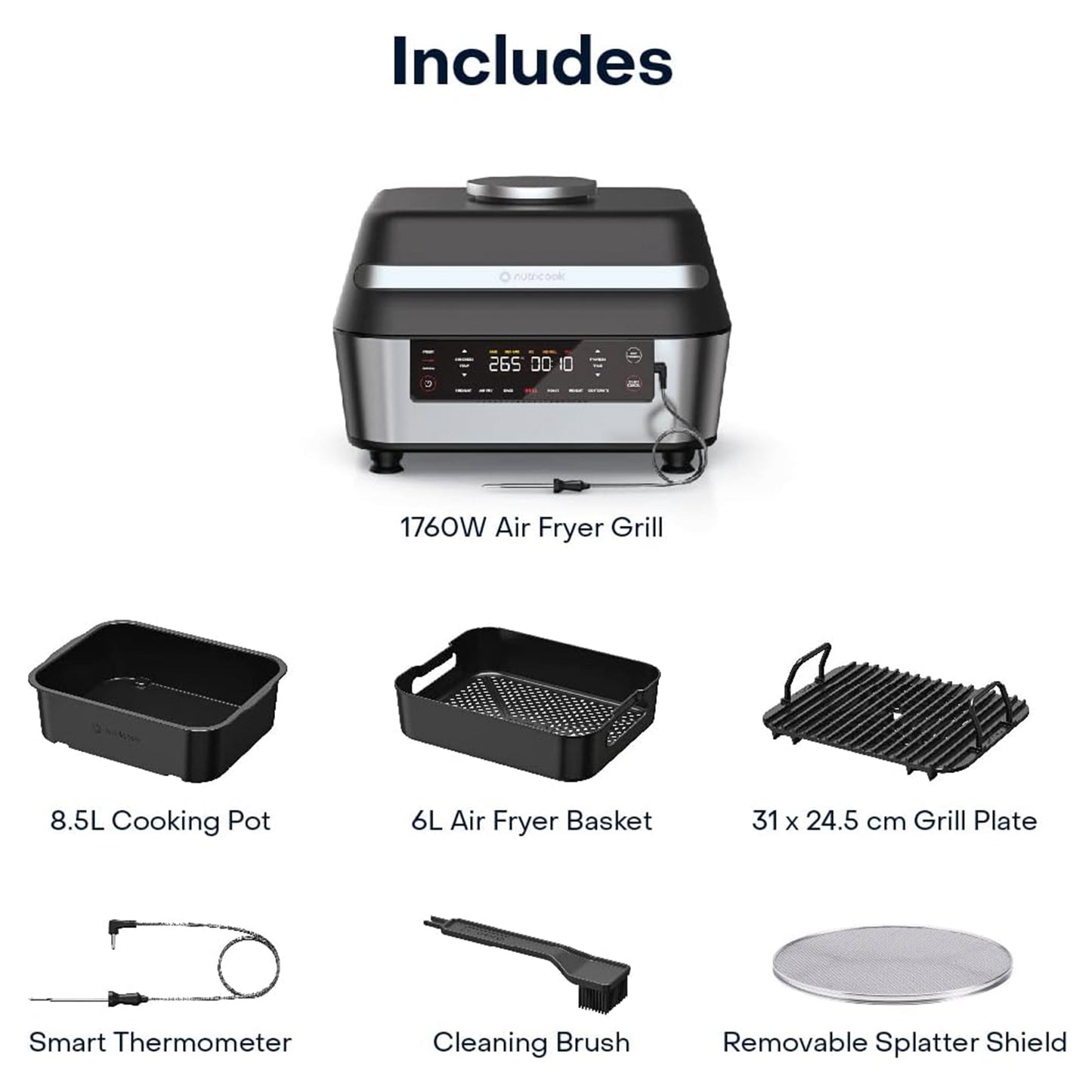 NUTRICOOK Smart Indoor Grill & Air Fryer XL(NC-AFG960)