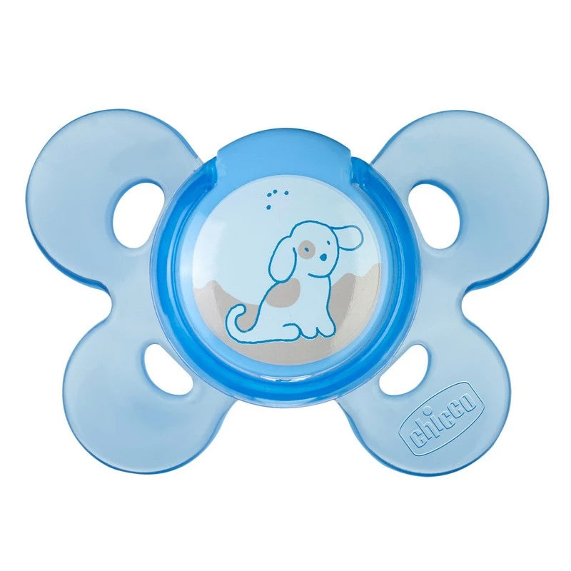Chicco Physio Comfort Pacifier 0–6 Months Blue, Silicone, BPA-Free, Ergonomic Design, Orthodontic, 1 Piece with Sterilizable Case
