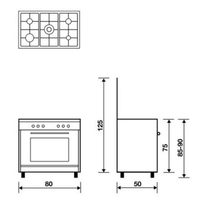 GLEM SPECIALISTA GAS COOKER 80*60CM STAINLESS STEEL 5 BURNERS SE8612RI FS - SE8612RI FS