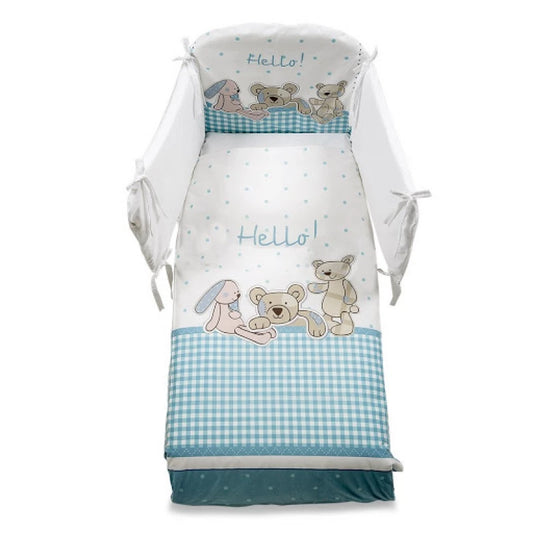 Italbaby 5 Piece Maxi Hello Bedding Set, Blue, One Size (8022788020218)