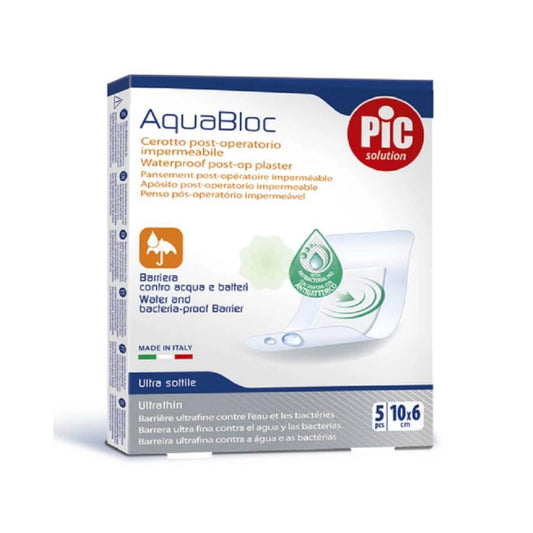 PIC SOLUTION AquaBloc Waterproof Post Surgical Patch 10x6cm 5 pcs