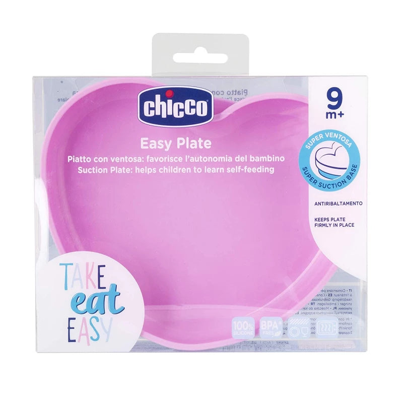 Chicco Easy Plate Silicone Heart Shaped Dish, Blue Color, +9 Months