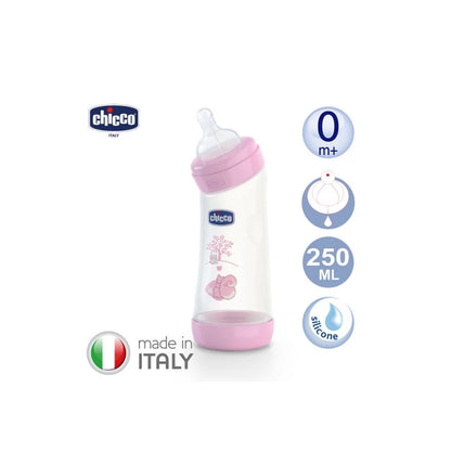 Chicco Bottle Well Being Angel, Girl 250ml Normal Silicone Nipple, Pink