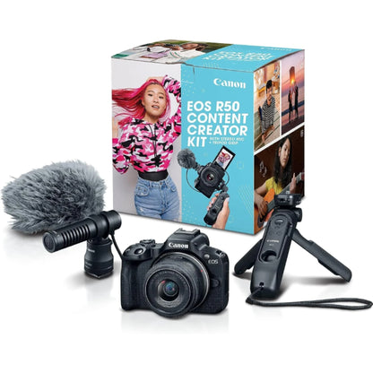 Canon EOS R50 Mirrorless Vlogging Camera (Body Only/Black), RF Mount, 24.2 MP, 4K Video, DIGIC X Image Processor, Subject Detection & Tracking, Compact, Smartphone Connection, Content Creator(5811C035AA)