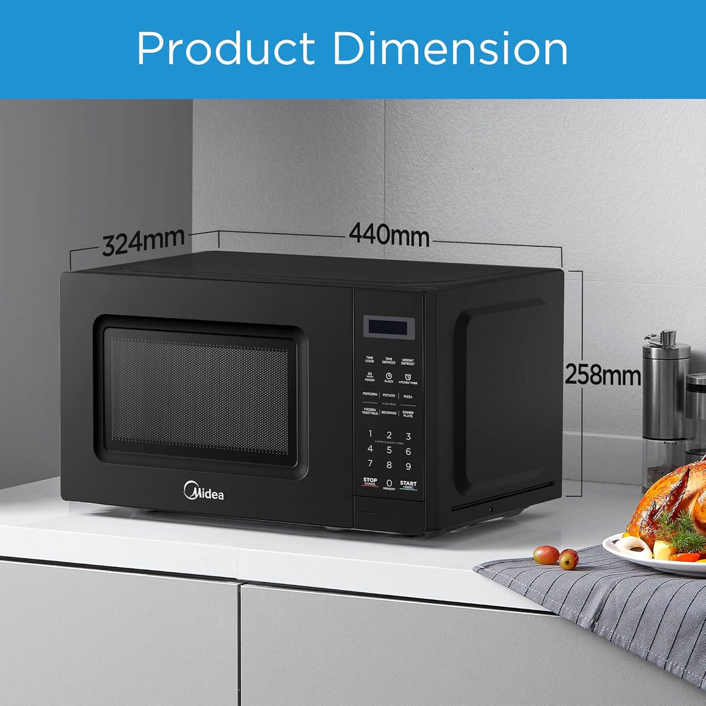 Midea Solo Microwave 20 L Digital (EM721BK)